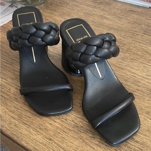 Dolce Vita black Croc Print Stella Block Heel Sandals women’s size 5.